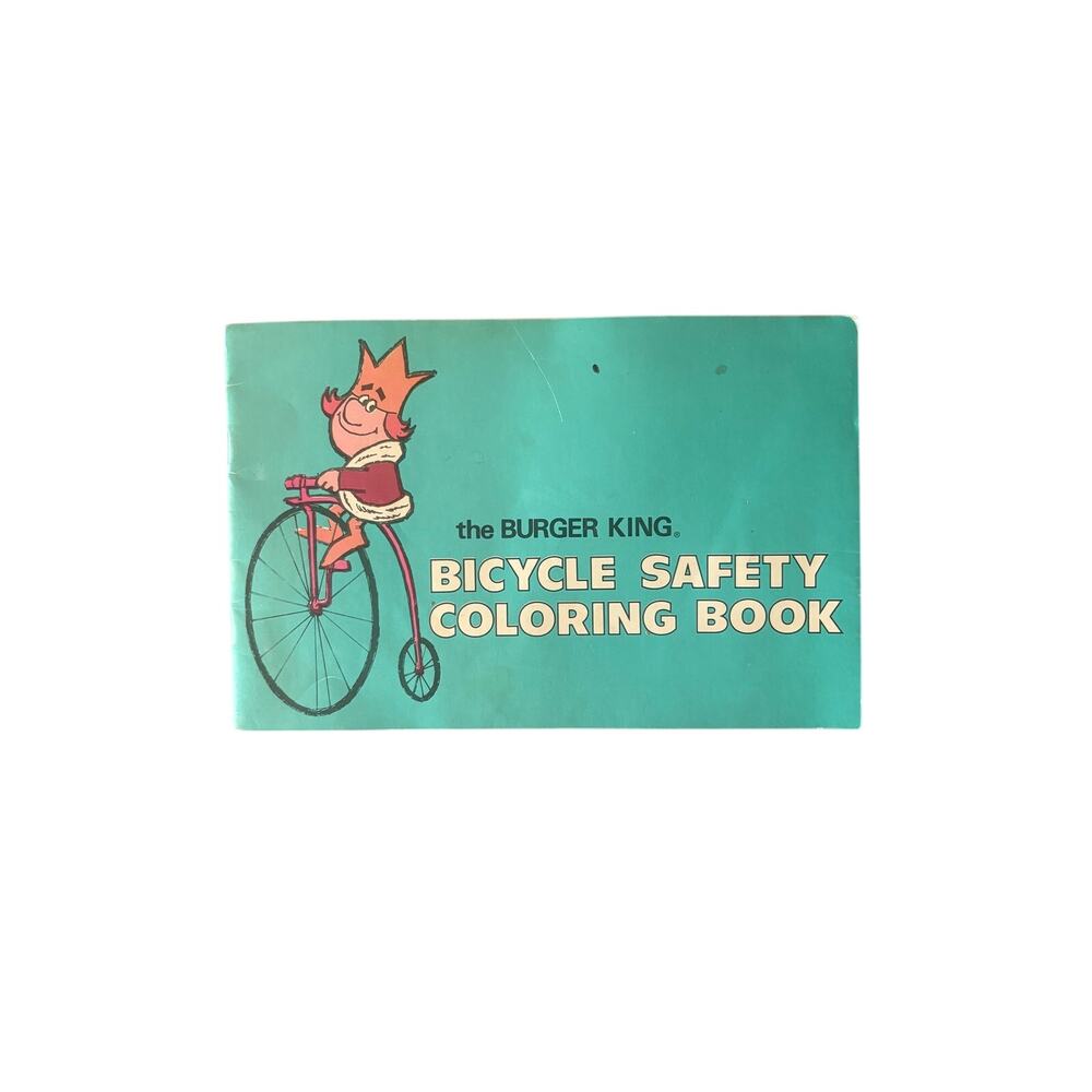 Vintage Burger King Bicycle Safety Coloring Book Advertising 1970s Kids Activity